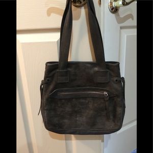 Hogan suede shoulder bag in khaki with dust bag